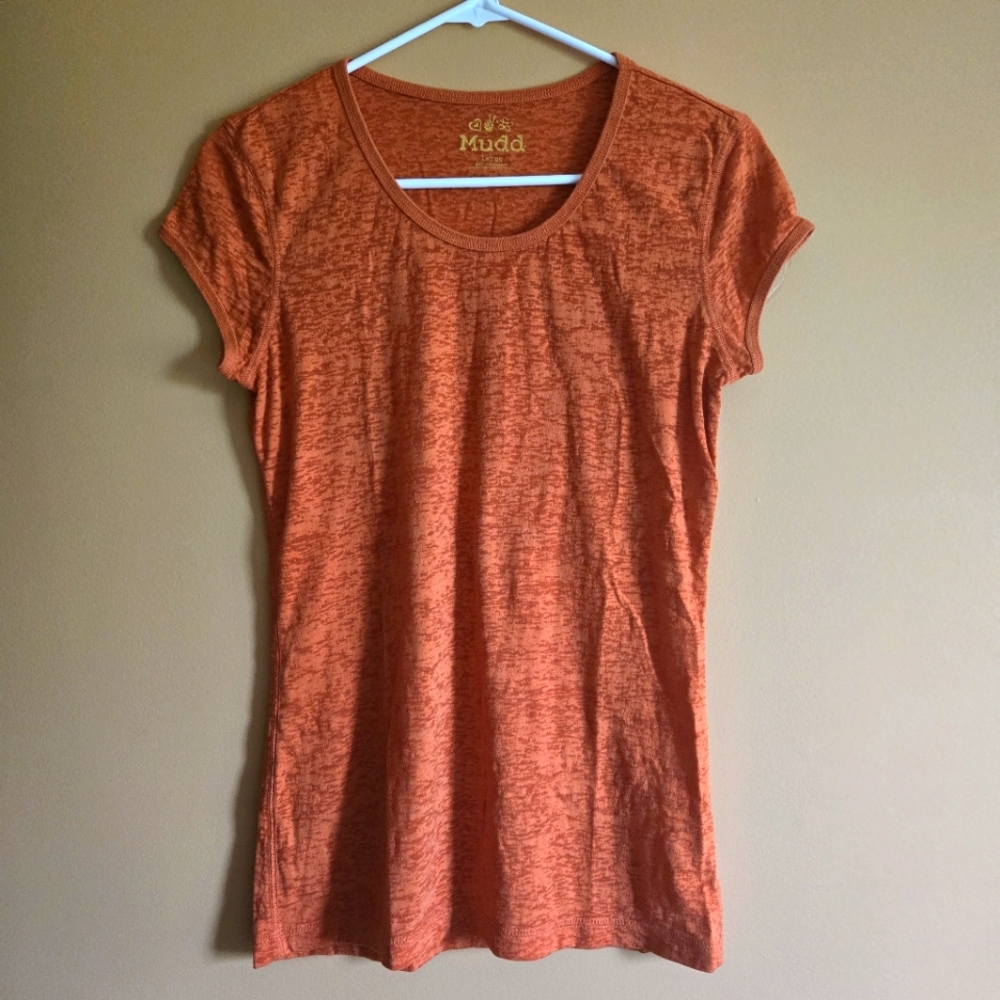 Mudd Stonewash Orange Tee, L (PTP=16")